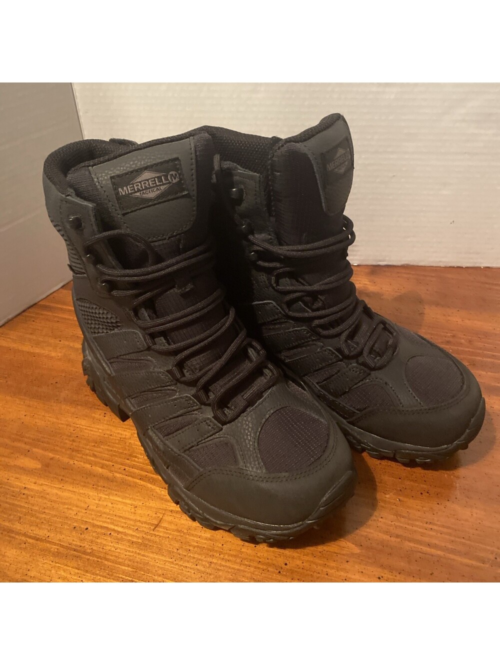 Merrell Moab 2 8" Tactical Waterproof Side Zip Boots Black Mens Size 8 J15845 8W